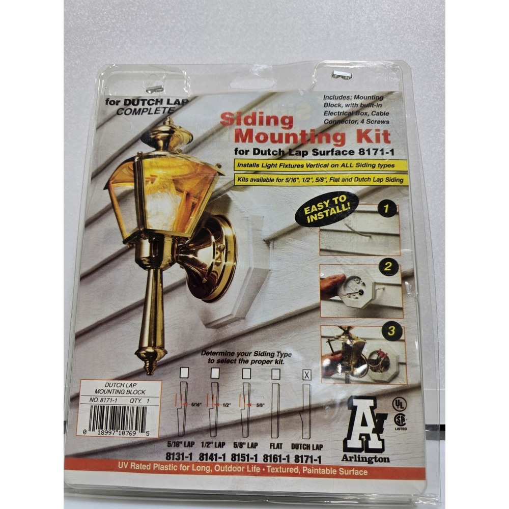 NEW Arlington 8171-1 Siding  Mounting Kit w.  Built-in Box for Dutch Lap Surface